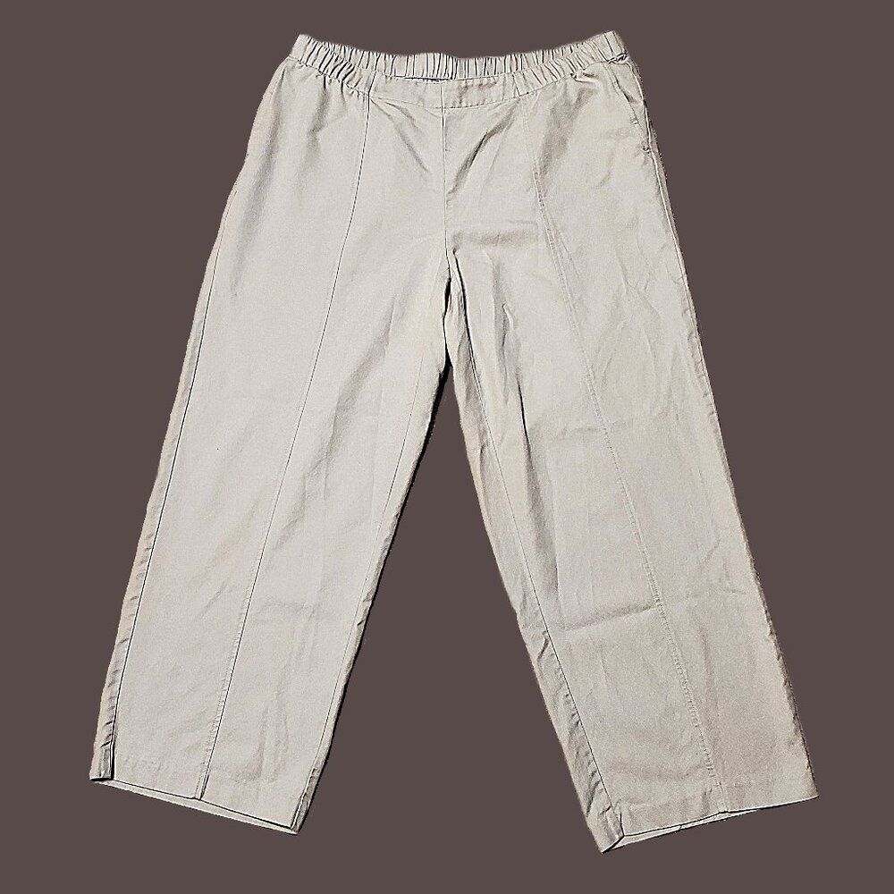 J. Jill Pure Jill Tencel Cotton Seamed Wide Leg Pants Women's XL Elastic Waist